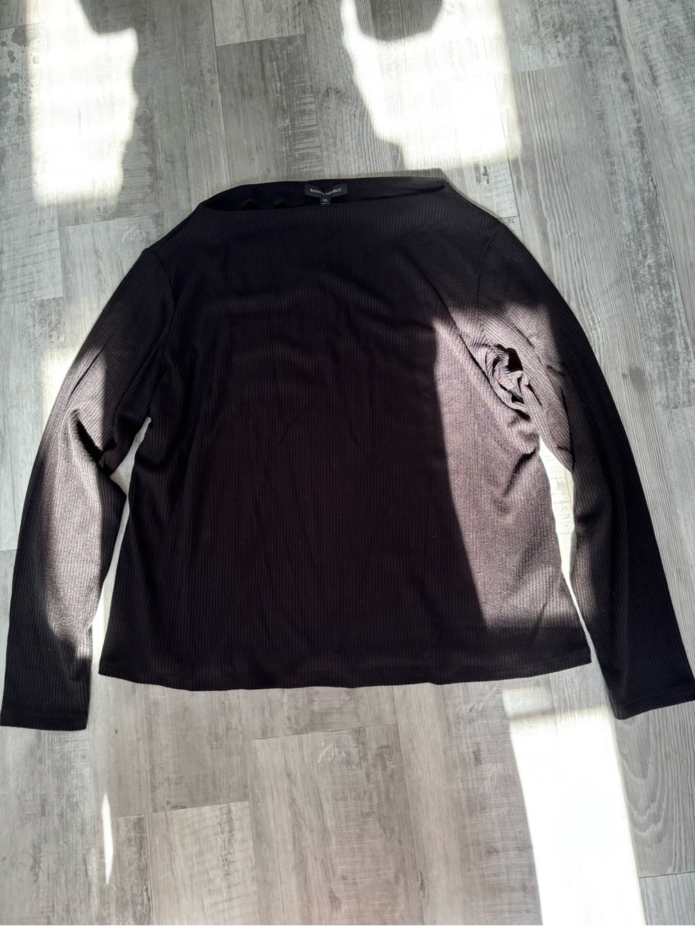 Banana Republic Black Ribbed Long Sleeve Top